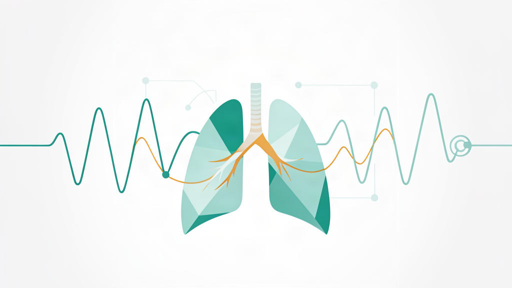 AI-powered remote monitoring of dyspnoea in advanced lung cancer, abstract medical editorial illustration
